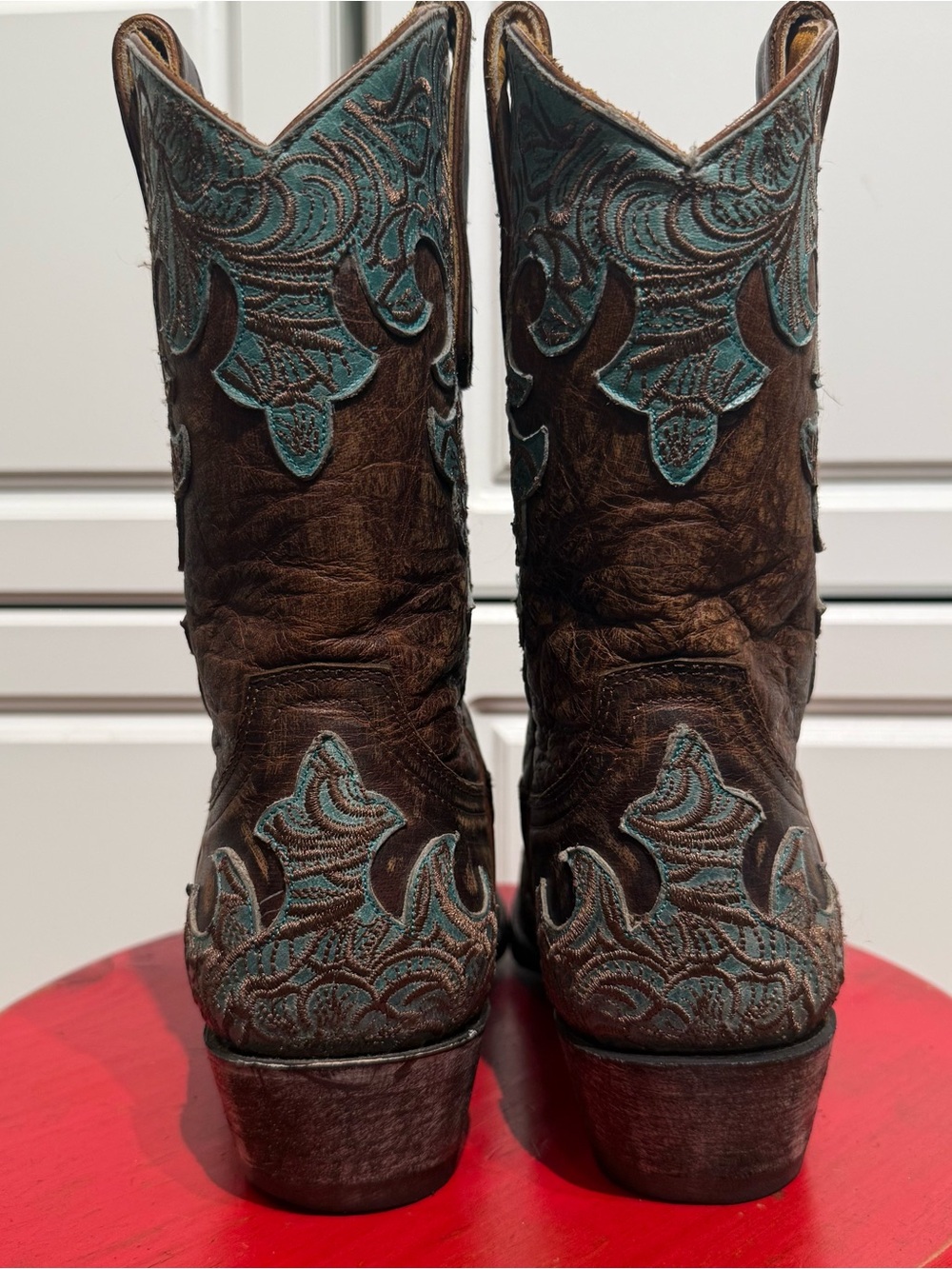 Old Gringo Brown Leather Boots with Turquoise & Brown Embroidery Accents 8.5 - Picture 5 of 15